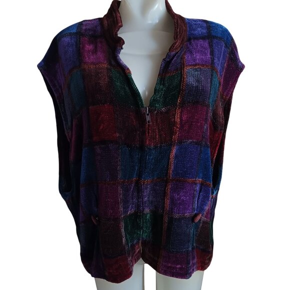 Vintage Women's Large  Jacket Loominus Handwovens Patchwork Art Sleeveless Vest - Picture 2 of 6